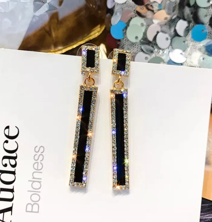 Diamond Earrings | Womens Diamond Earrings | Dangle Earrings | Diamond Dangle Earrings | Black and Gold Earrings | Drop Earrings | Earrings
