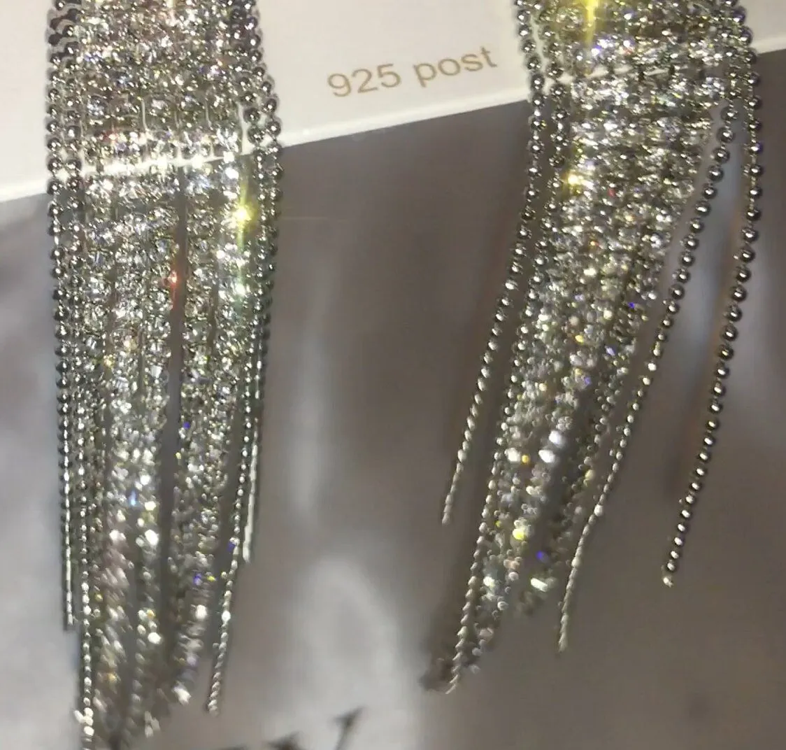 Diamond Tassel Earrings | Diamond Earrings | Dangle Earrings |  Chandelier Earrings |Womens Dangle Earrings | Earrings | Tassel Earrings