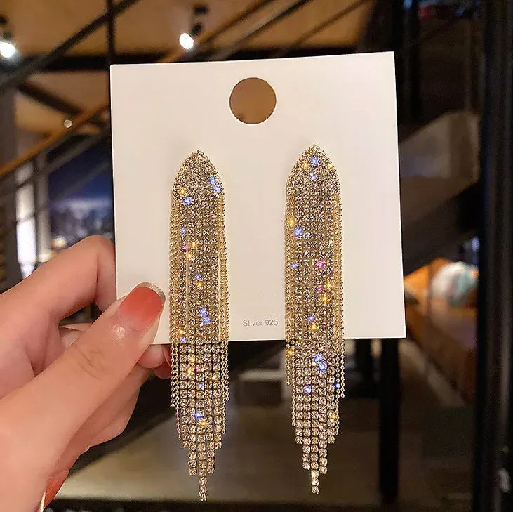 Diamond Tassel Earrings | Diamond Earrings | Dangle Earrings |  Chandelier Earrings |Womens Dangle Earrings | Earrings | Tassel Earrings