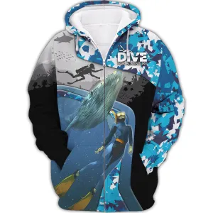 Dive For Adventure, Scuba Diving 3D All Over Printed Tshirt Hoodie