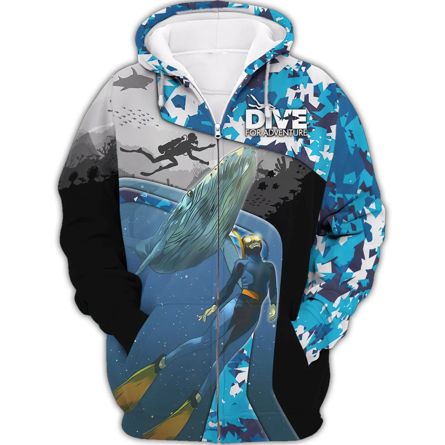 Dive For Adventure, Scuba Diving 3D All Over Printed Tshirt Hoodie