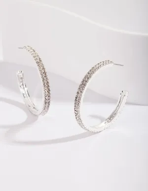 Double Row Diamante Hoop Earrings