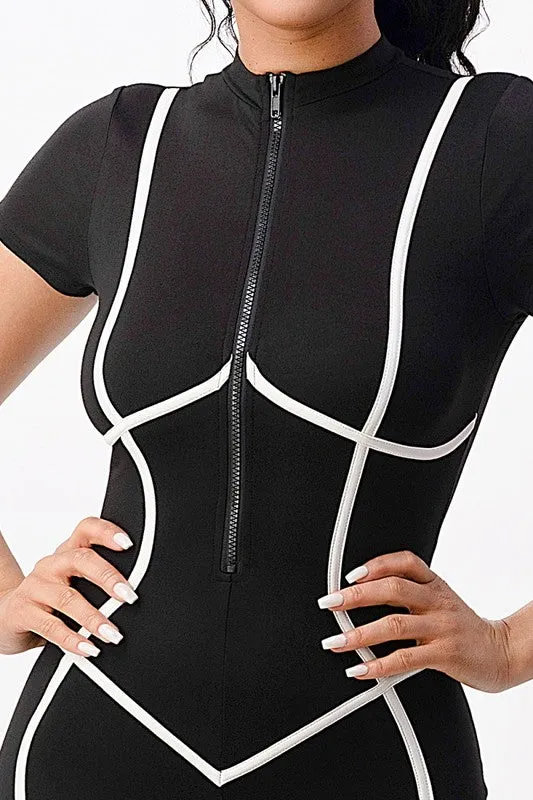 Draw the Line Detail Fitted Jumpsuit - Black