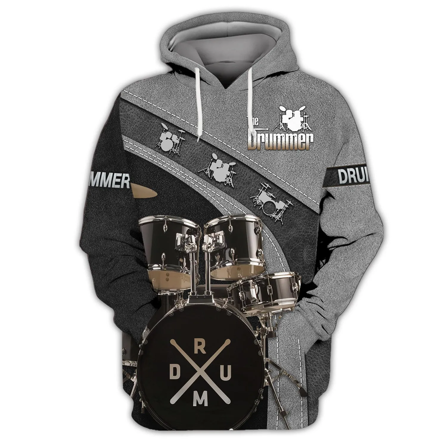 Drummer Shirt Black Drums 3D Zipper Hoodie, 3D Hoodie Tshirt