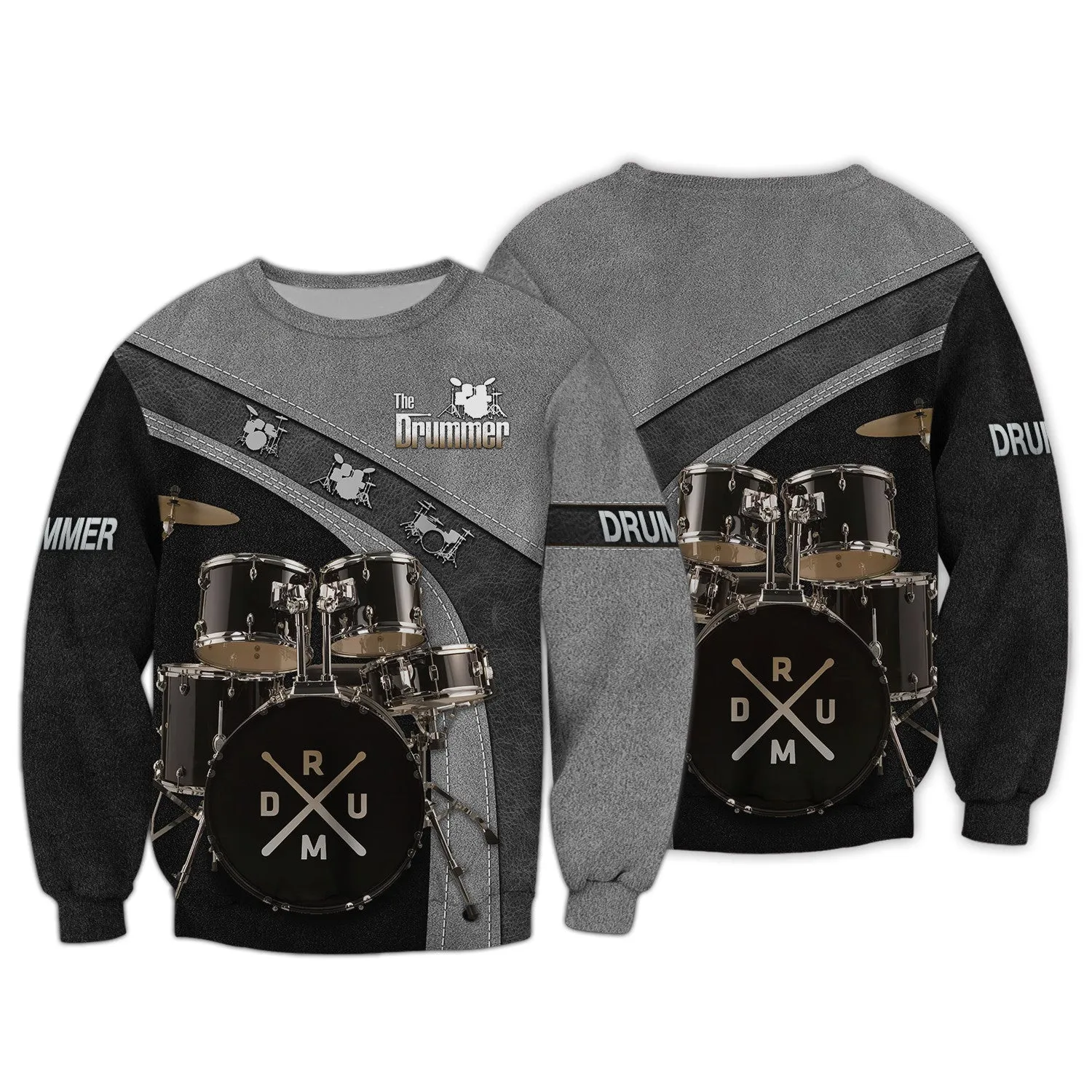 Drummer Shirt Black Drums 3D Zipper Hoodie, 3D Hoodie Tshirt