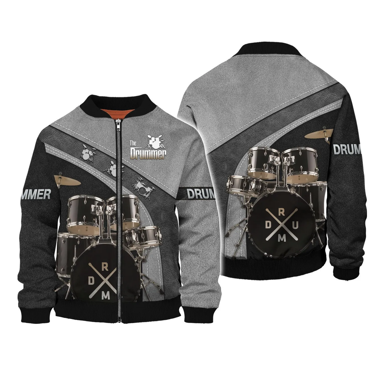 Drummer Shirt Black Drums 3D Zipper Hoodie, 3D Hoodie Tshirt