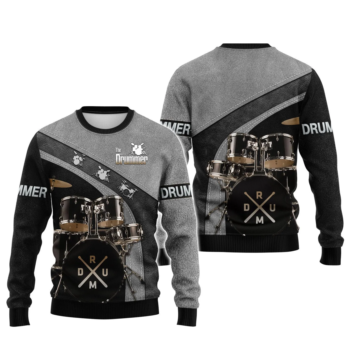 Drummer Shirt Black Drums 3D Zipper Hoodie, 3D Hoodie Tshirt
