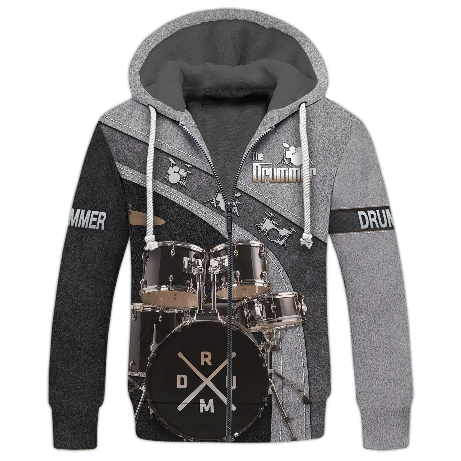 Drummer Shirt Black Drums 3D Zipper Hoodie, 3D Hoodie Tshirt