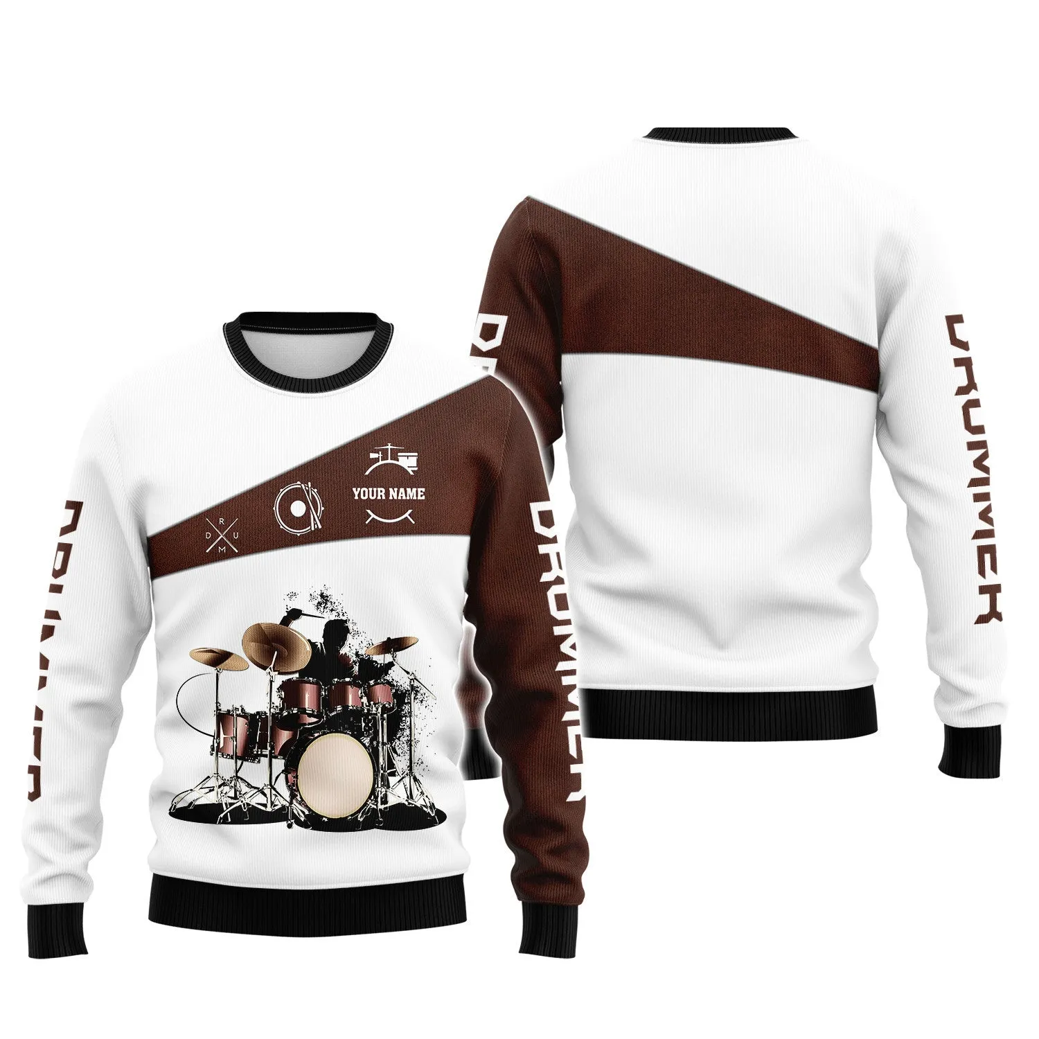 Drums 3D All Over Printed Clothes Custom Name Drum Shirts Gift for Women Men Drummer Zipper Hoodie Tshirt