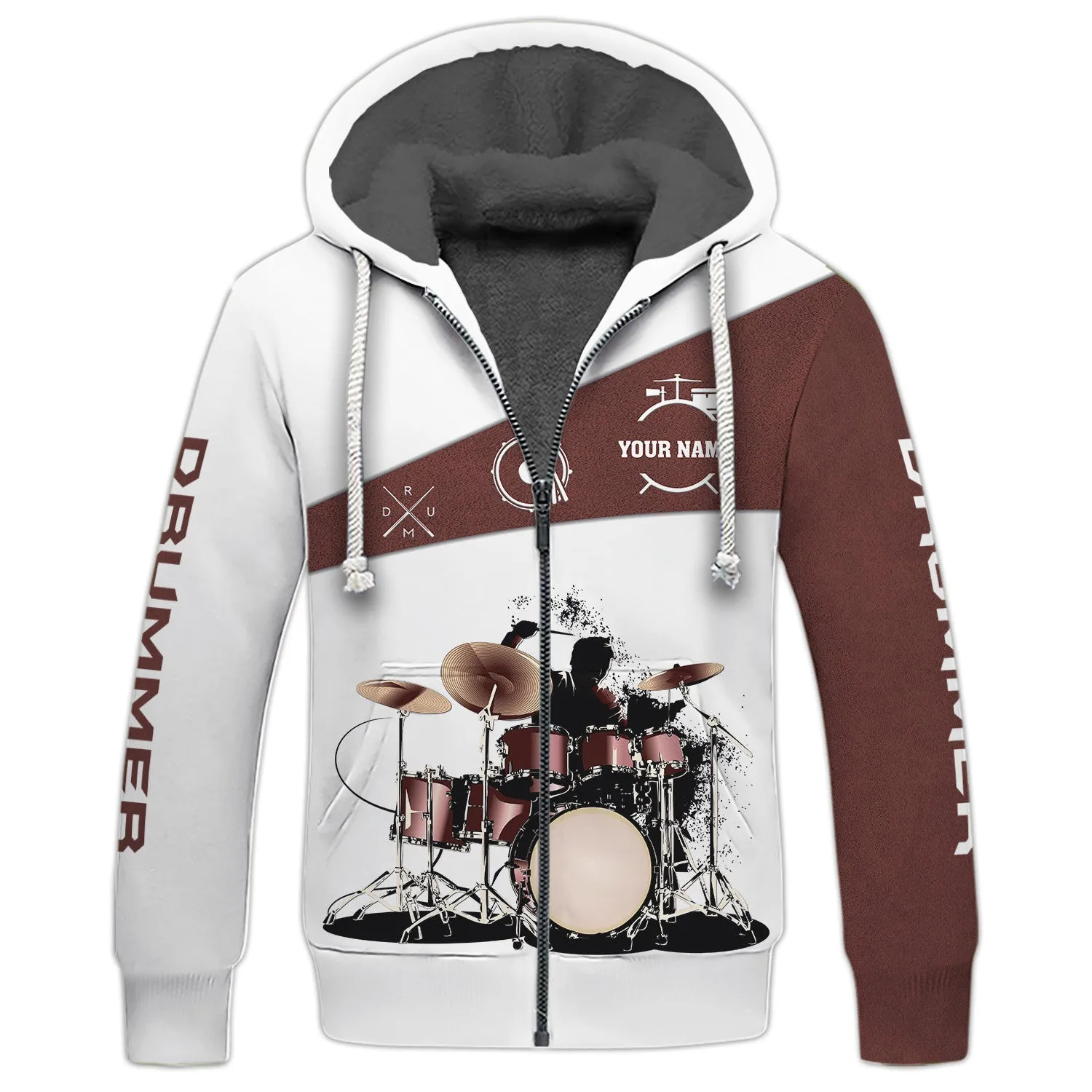Drums 3D All Over Printed Clothes Custom Name Drum Shirts Gift for Women Men Drummer Zipper Hoodie Tshirt