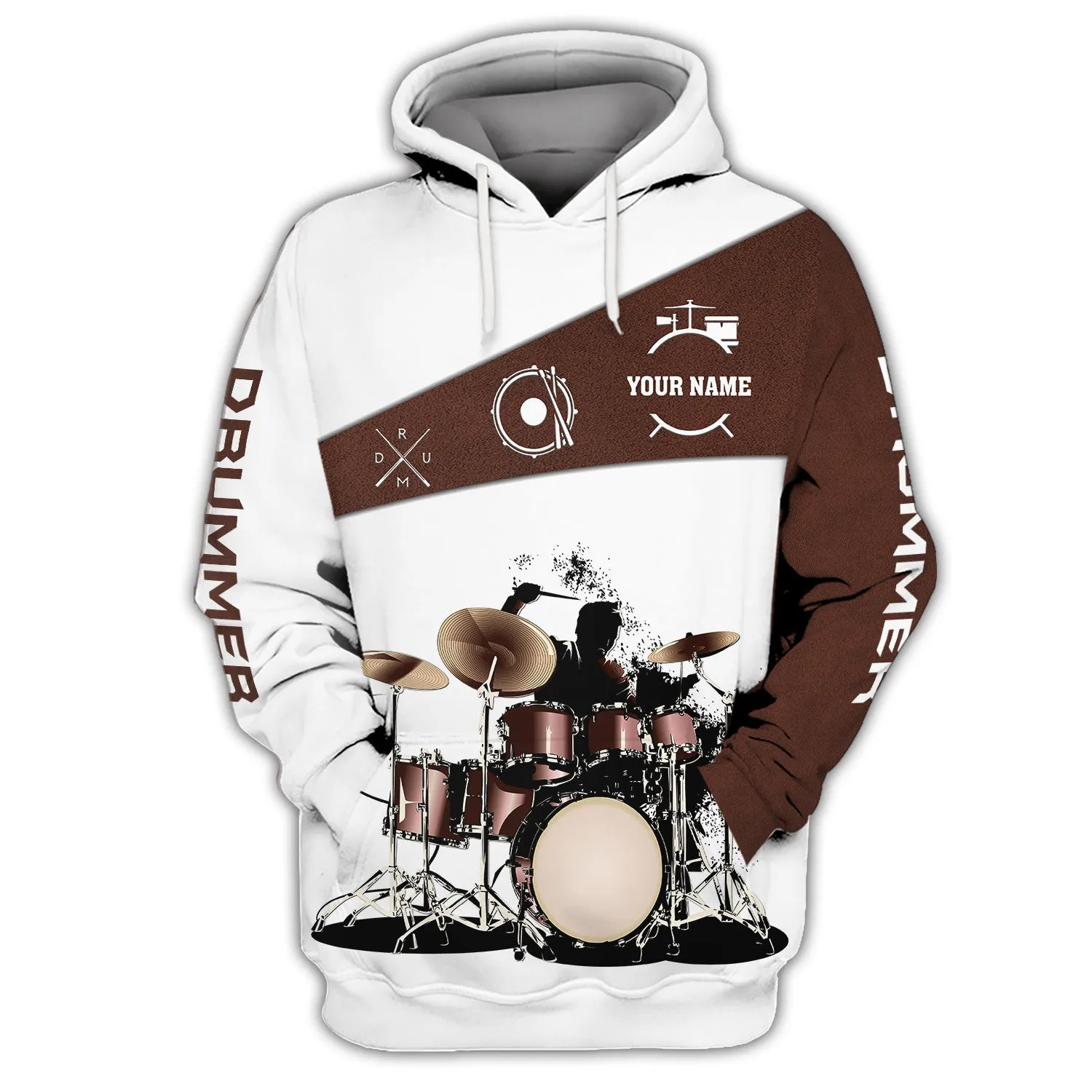 Drums 3D All Over Printed Clothes Custom Name Drum Shirts Gift for Women Men Drummer Zipper Hoodie Tshirt