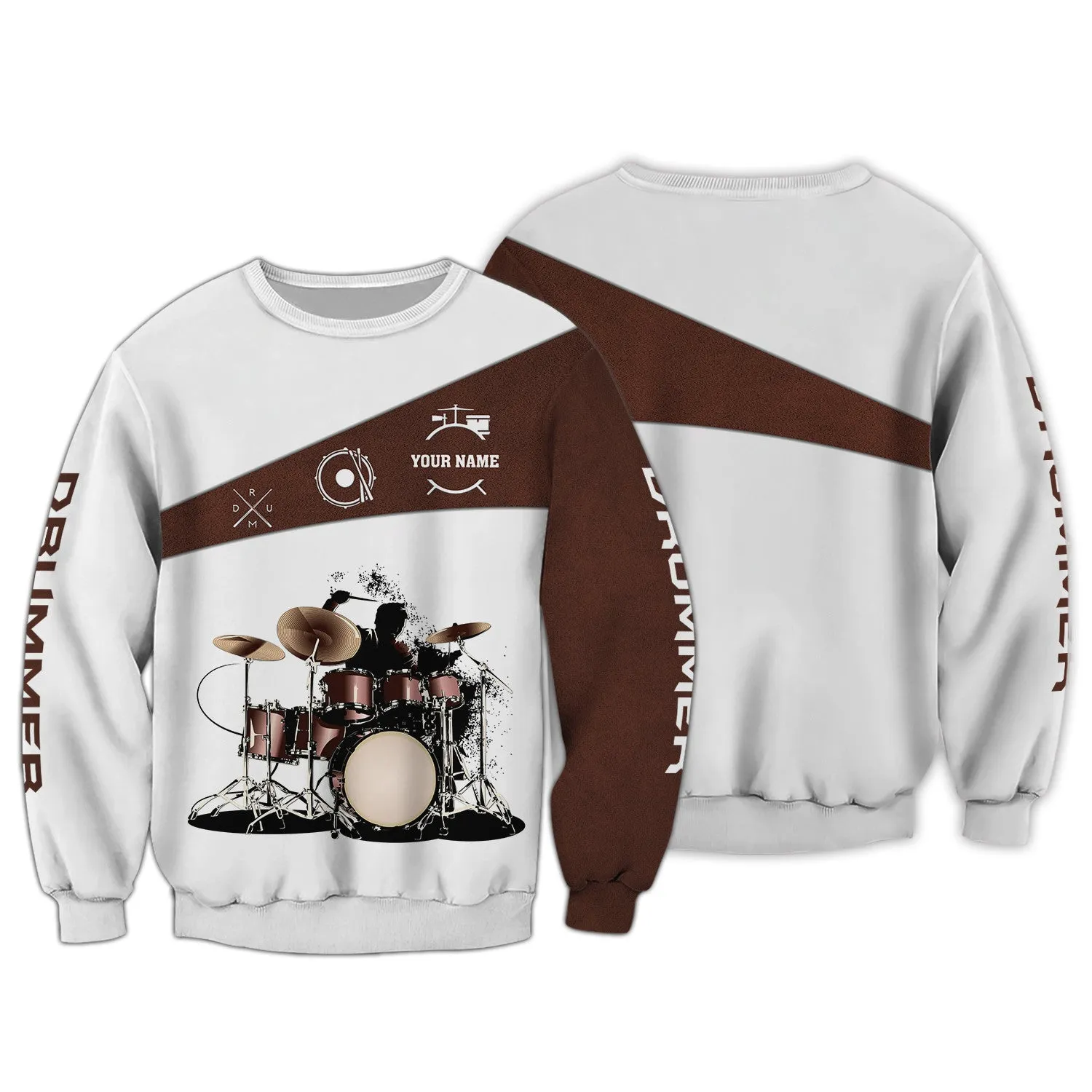 Drums 3D All Over Printed Clothes Custom Name Drum Shirts Gift for Women Men Drummer Zipper Hoodie Tshirt