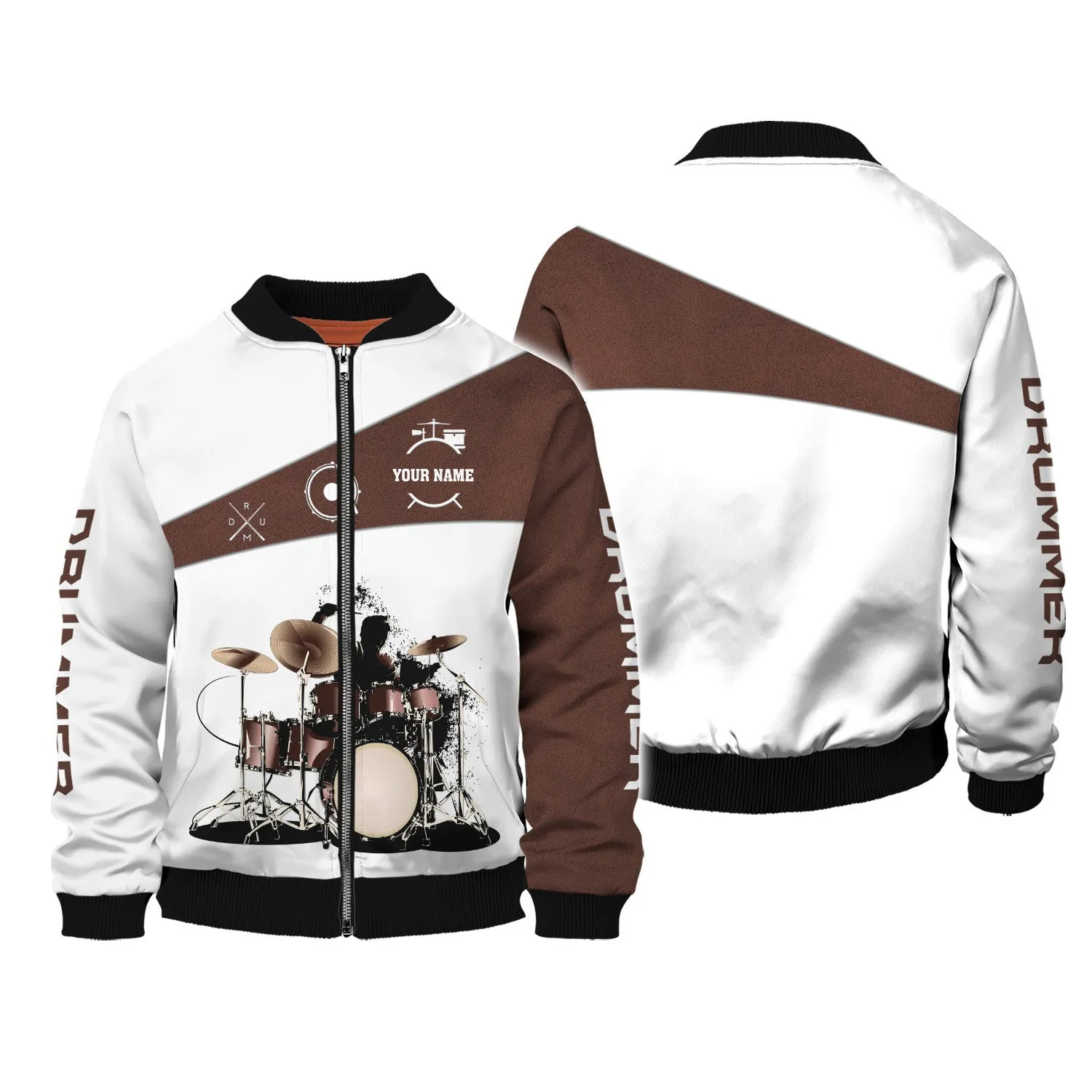 Drums 3D All Over Printed Clothes Custom Name Drum Shirts Gift for Women Men Drummer Zipper Hoodie Tshirt