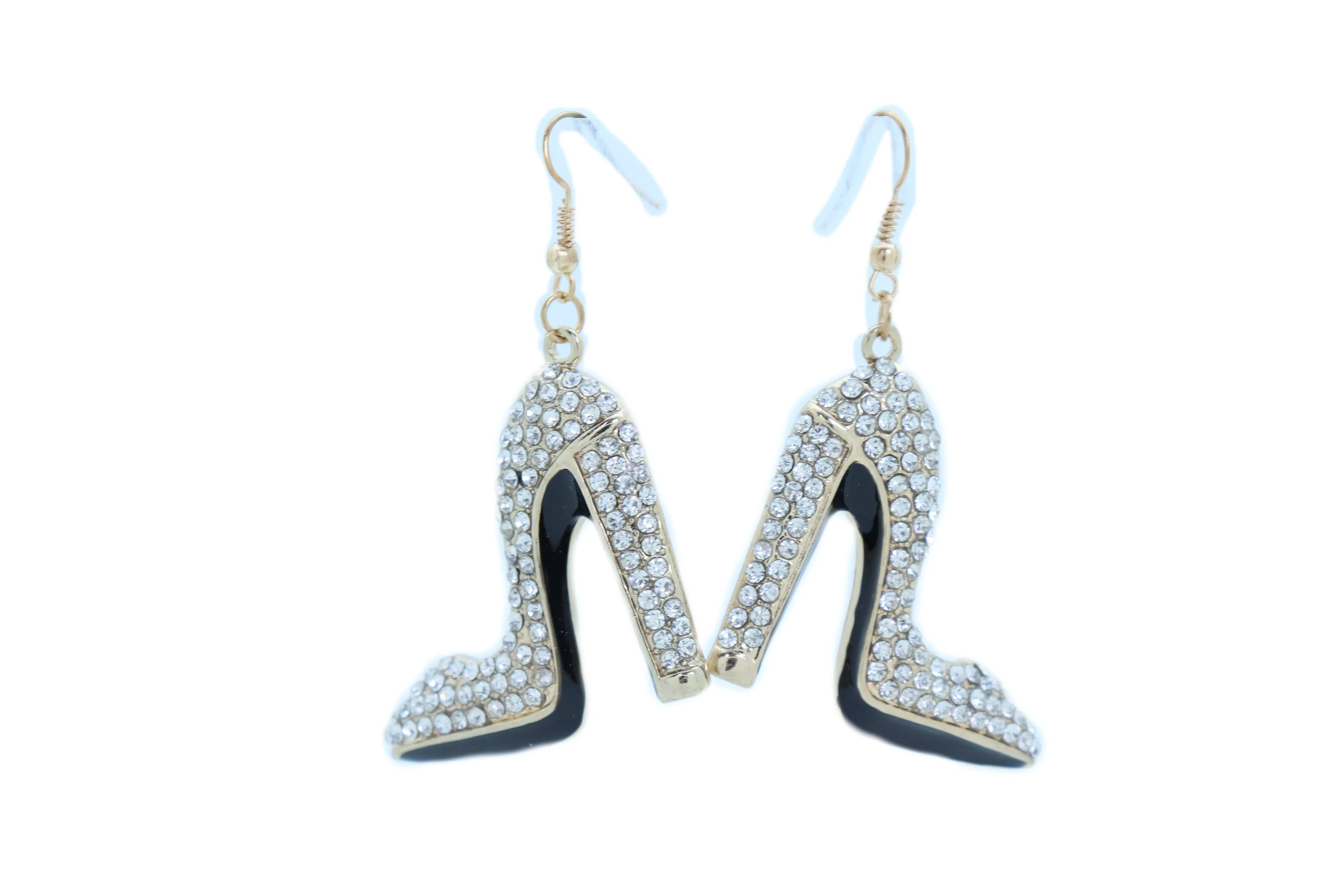 Earrings Set Gold Metal Fancy Fashion Pump Shoes Earrings Bling Sexy Party Look