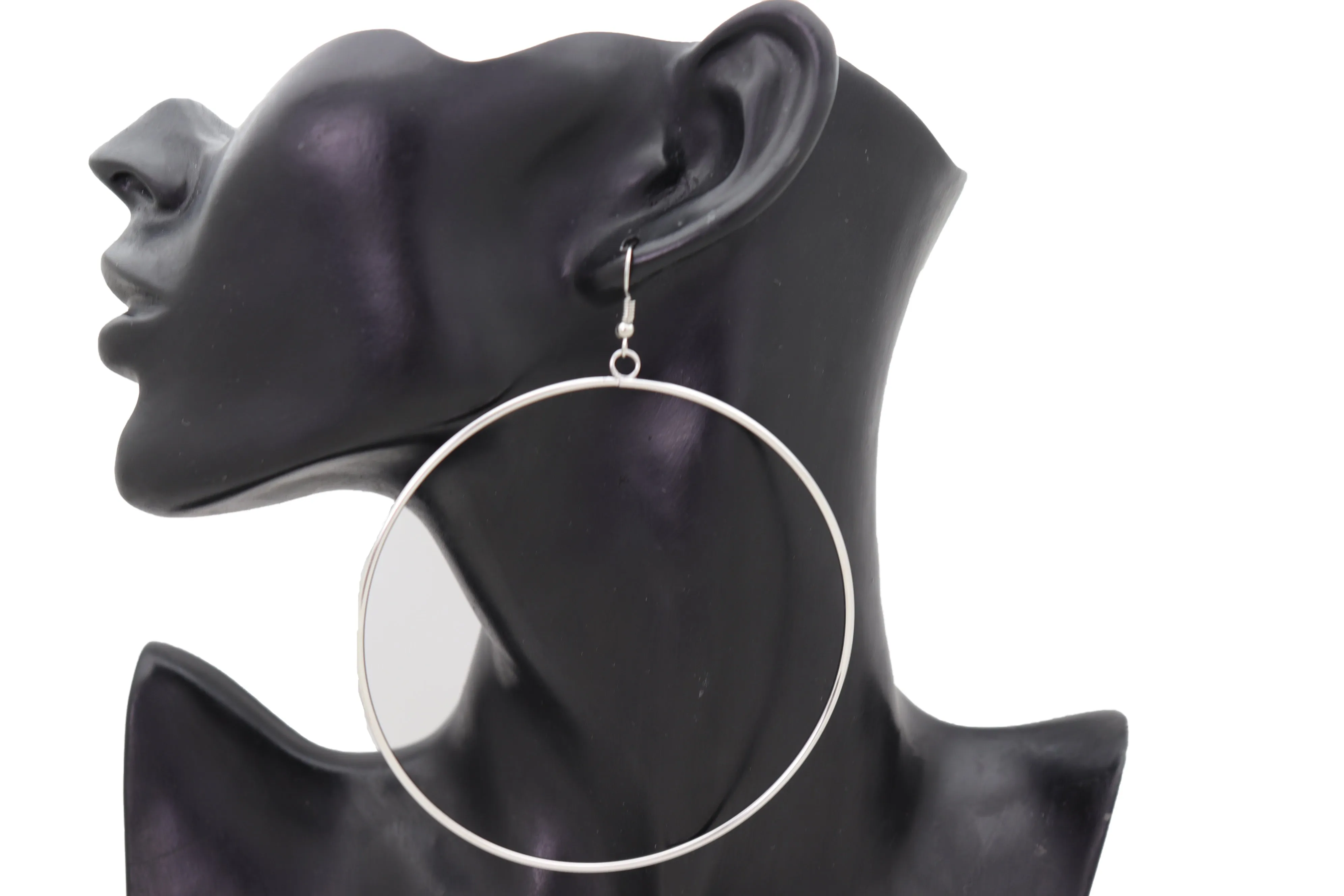 Earrings Set Silver Metal Casual Day Wear Large Size Hoop