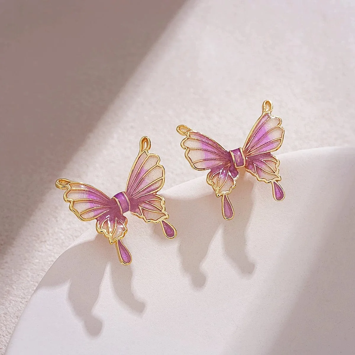 Elegant Enamel Gradient Butterfly Earrings