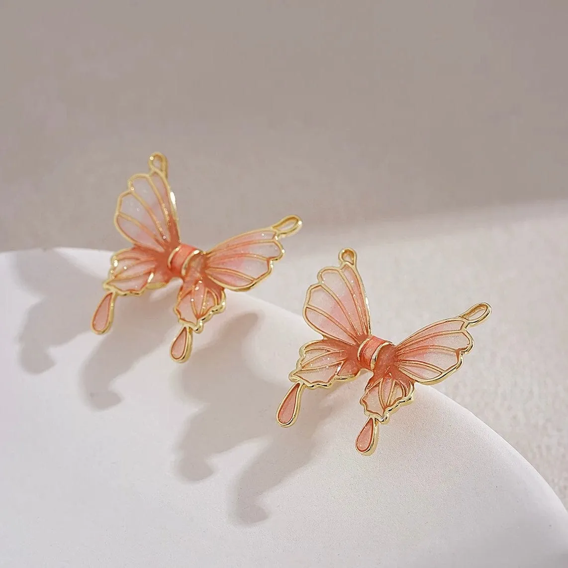 Elegant Enamel Gradient Butterfly Earrings