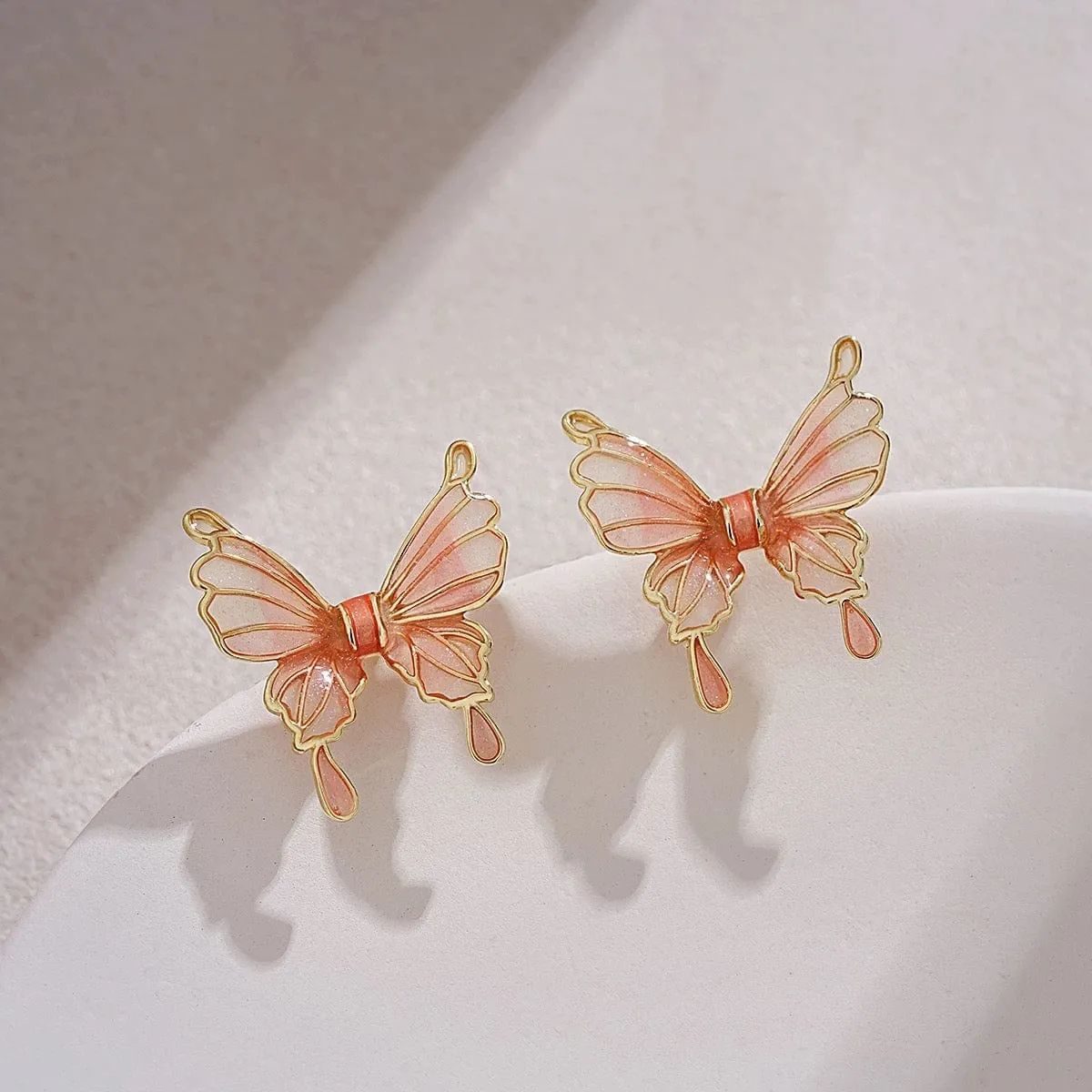 Elegant Enamel Gradient Butterfly Earrings