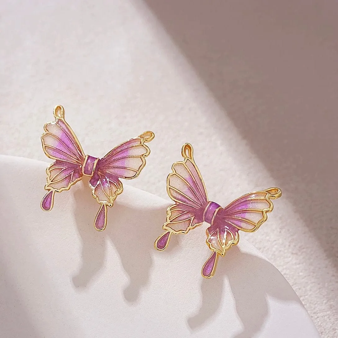 Elegant Enamel Gradient Butterfly Earrings
