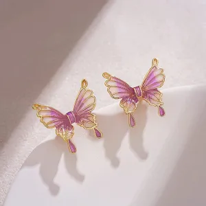 Elegant Enamel Gradient Butterfly Earrings