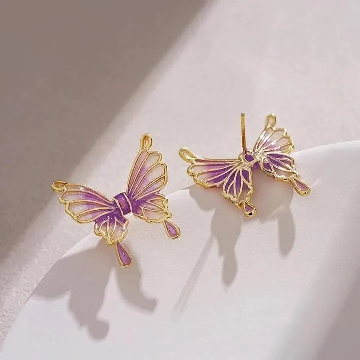Elegant Enamel Gradient Butterfly Earrings