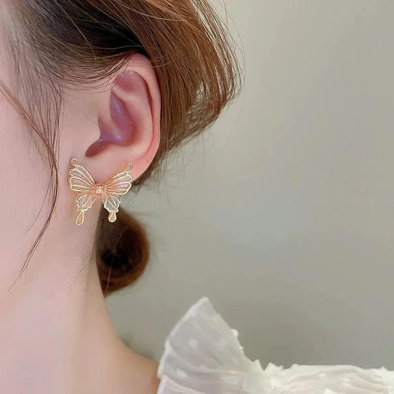 Elegant Enamel Gradient Butterfly Earrings