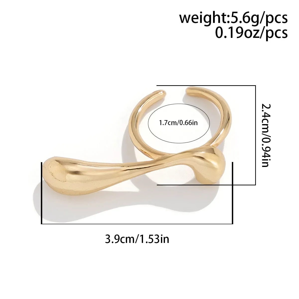 Elegant Geometric Metallic Waterdrop Open Ring