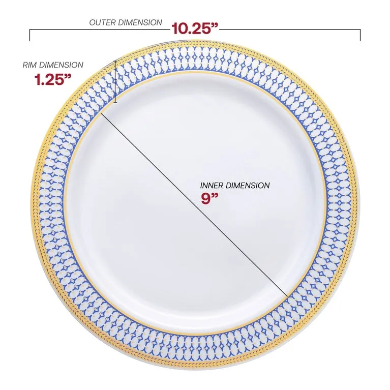 Elegant Gold Chord Rim Disposable Plastic Plate Packs - Party Supplies