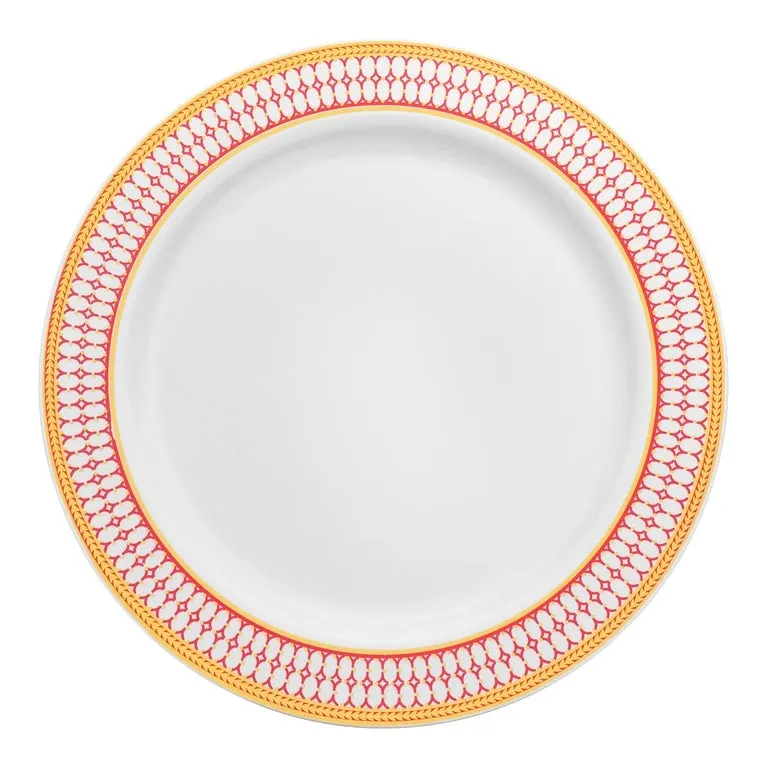 Elegant Gold Chord Rim Disposable Plastic Plate Packs - Party Supplies