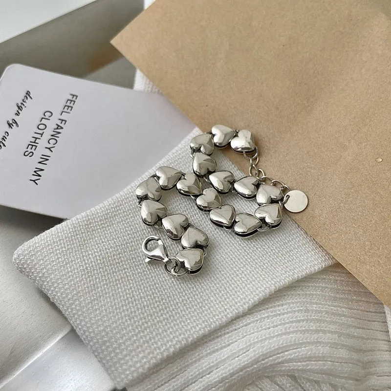 Elegant Heart Bangles Bracelets For Women 925 Silver Party Jewelry