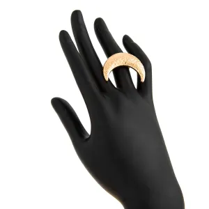 Elegant Textured Moon Open Ring