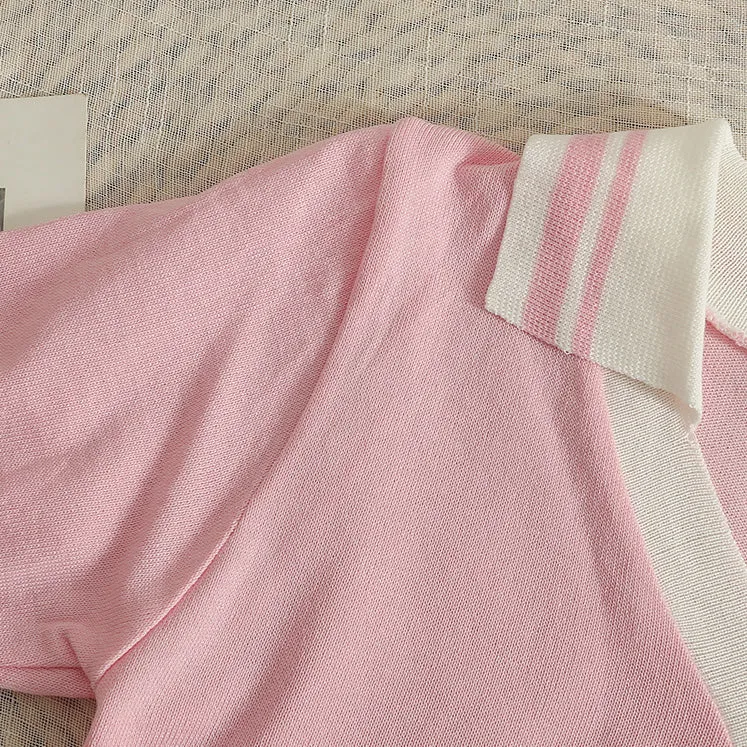 Embroidered Strawberry Lapel Short Sleeve T-Shirt UB6303