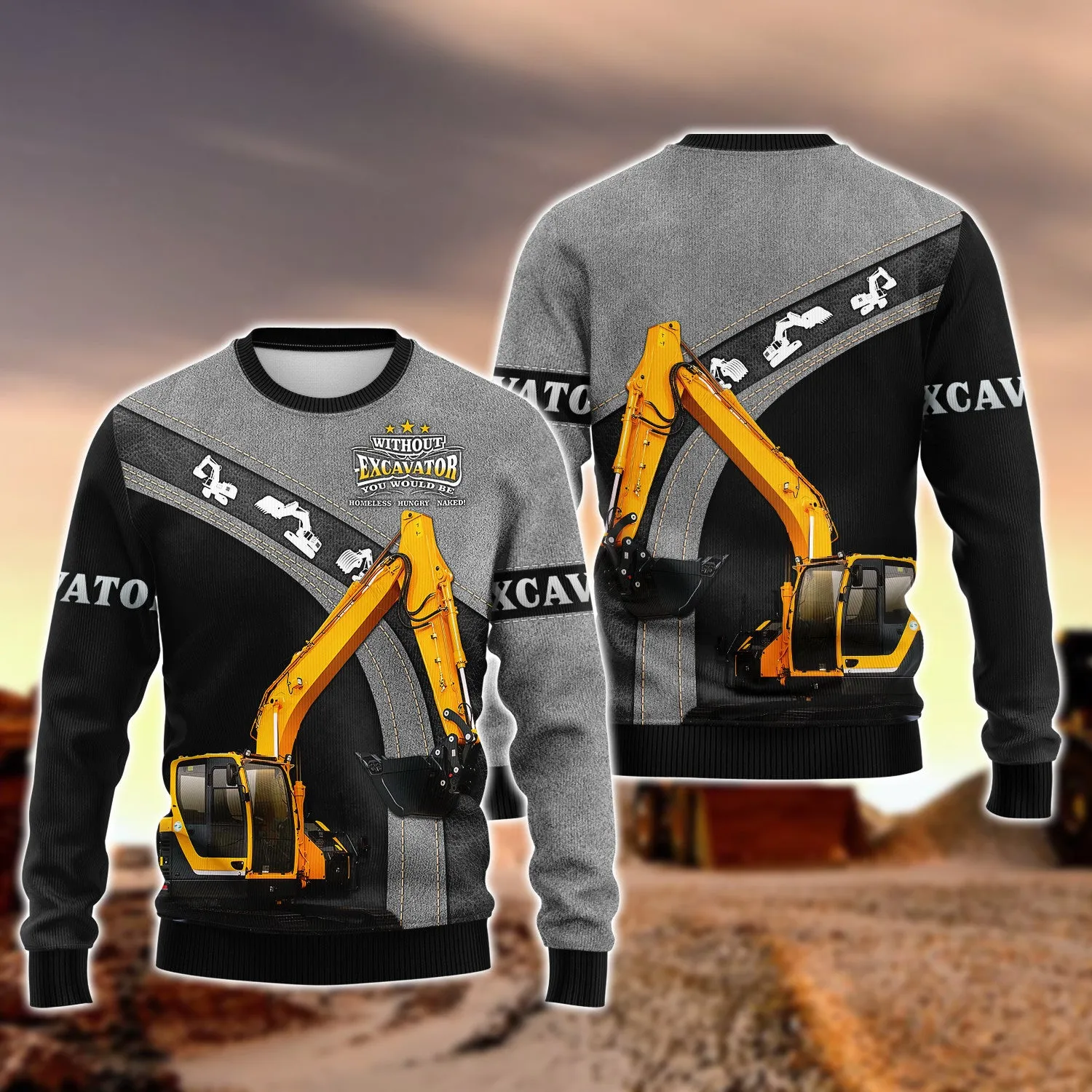 Excavator 3D All Over Printed Shirts