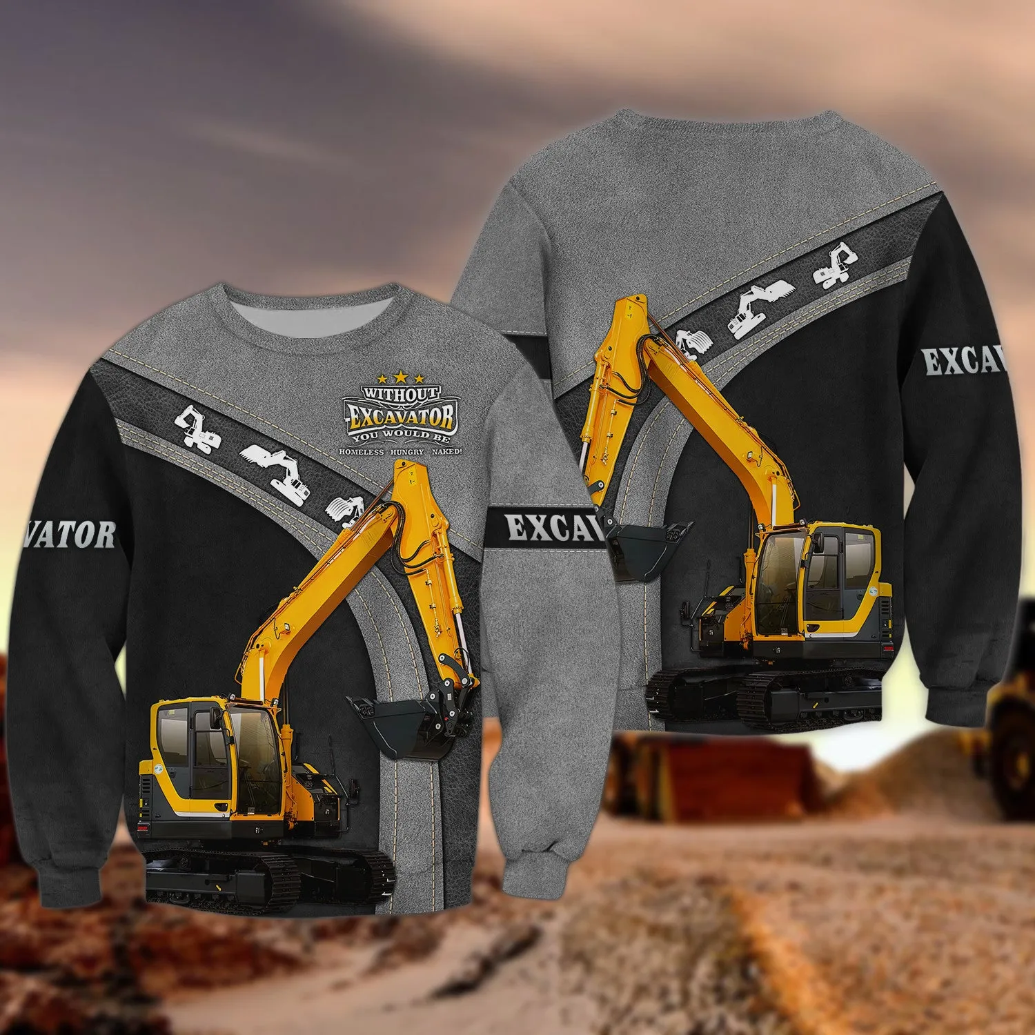 Excavator 3D All Over Printed Shirts