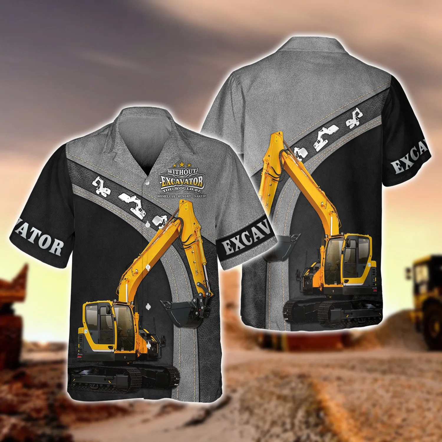 Excavator 3D All Over Printed Shirts