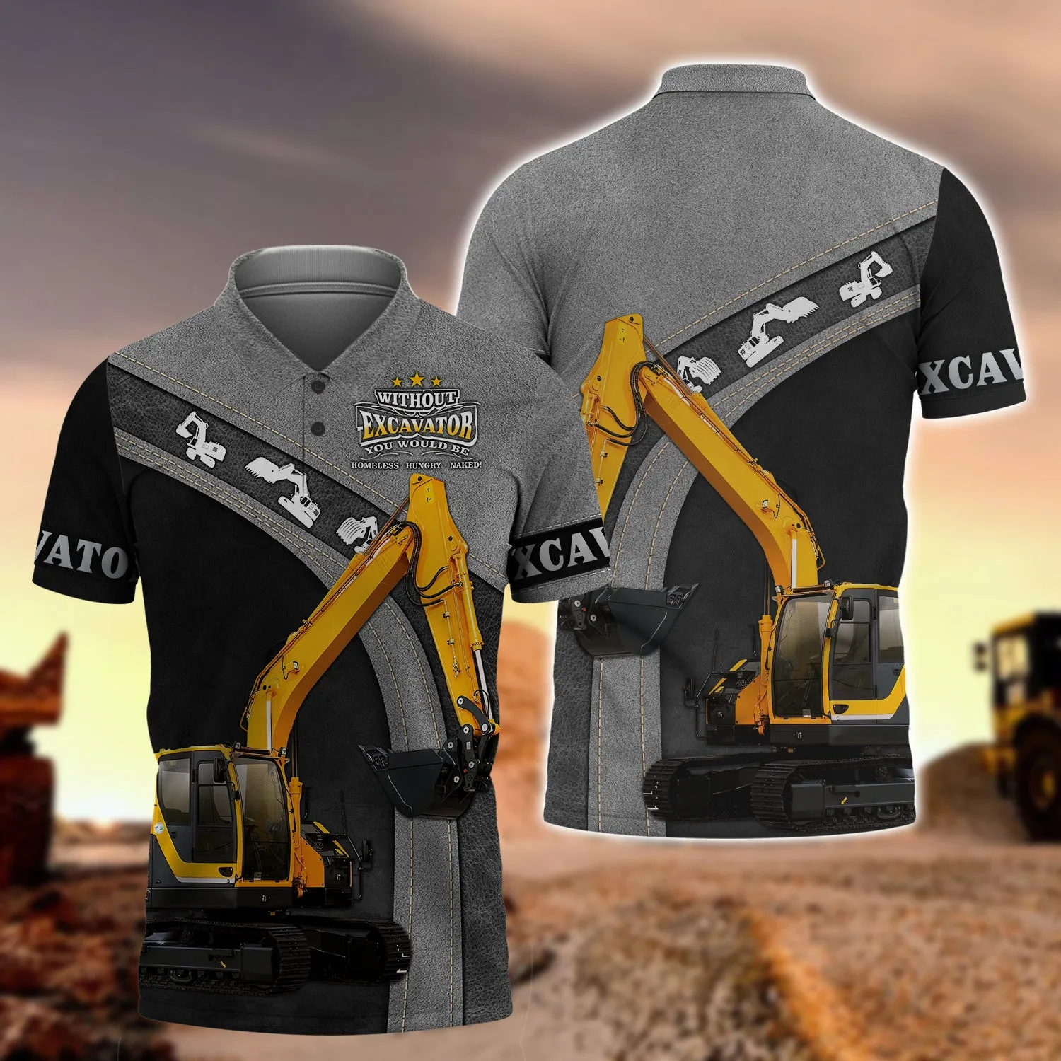 Excavator 3D All Over Printed Shirts