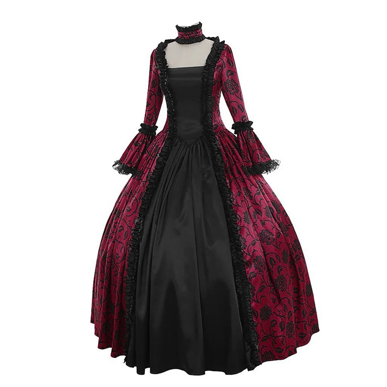 Fall Winter Dresses for Women, Retro Floral Printed Ball Gowns Dress Skirt Evening Party Dress Formal Evening Dress Fall Winter Gothic Retro Floral Print Ball Gowns Gowns Dress