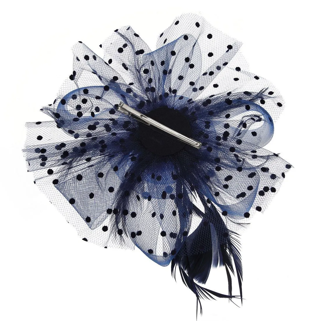 Fascinator Hat Feather Cocktail Flower Mesh Hair Clip for Girls & Women