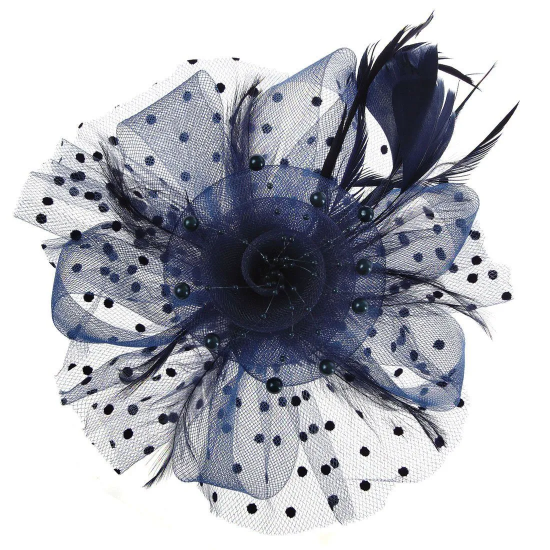 Fascinator Hat Feather Cocktail Flower Mesh Hair Clip for Girls & Women