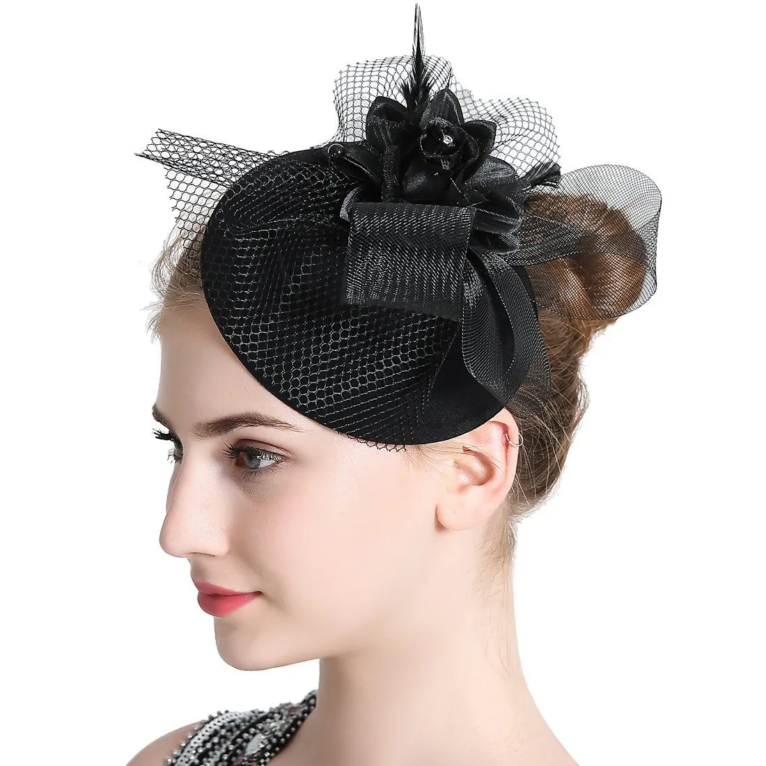 Fascinators Mesh Flower Accessories Tea Party Feather Headwear