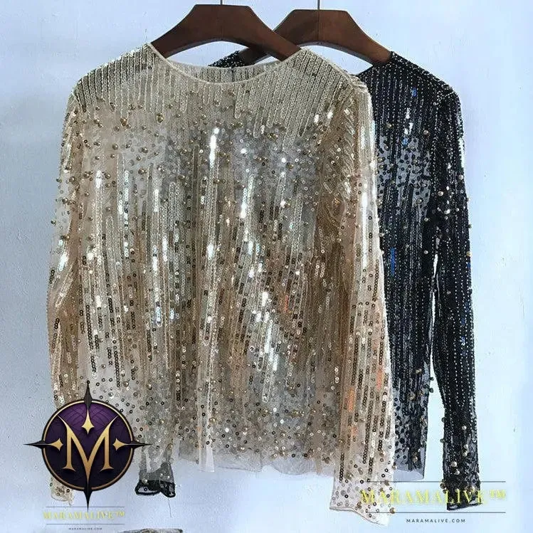 Fashion Bottoming Shirt Sequined Top For Women