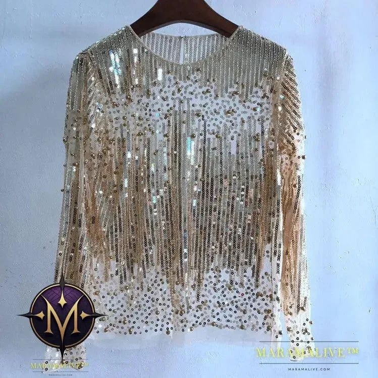 Fashion Bottoming Shirt Sequined Top For Women