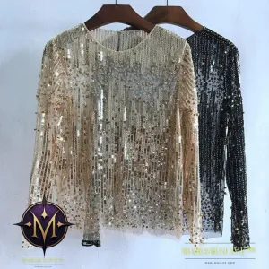 Fashion Bottoming Shirt Sequined Top For Women