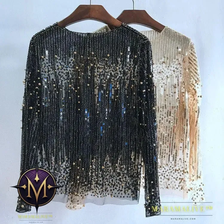 Fashion Bottoming Shirt Sequined Top For Women