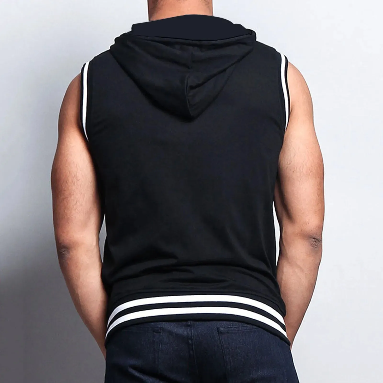 Fashion Zipper Hoodies Men Tank Tops Loose Casual Sleeveless Tops 2023 Summer Hood Pocket Tee Shirt Male Streetwear Tees Blusa