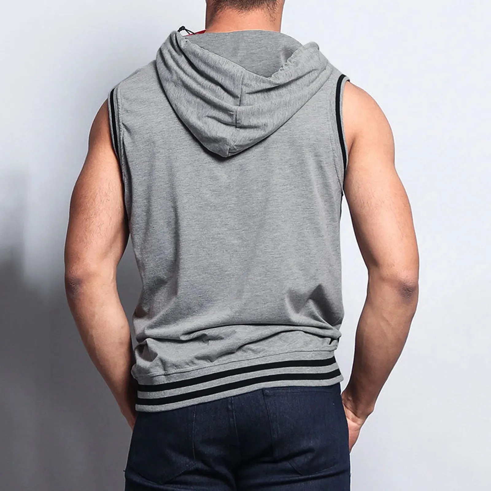 Fashion Zipper Hoodies Men Tank Tops Loose Casual Sleeveless Tops 2023 Summer Hood Pocket Tee Shirt Male Streetwear Tees Blusa