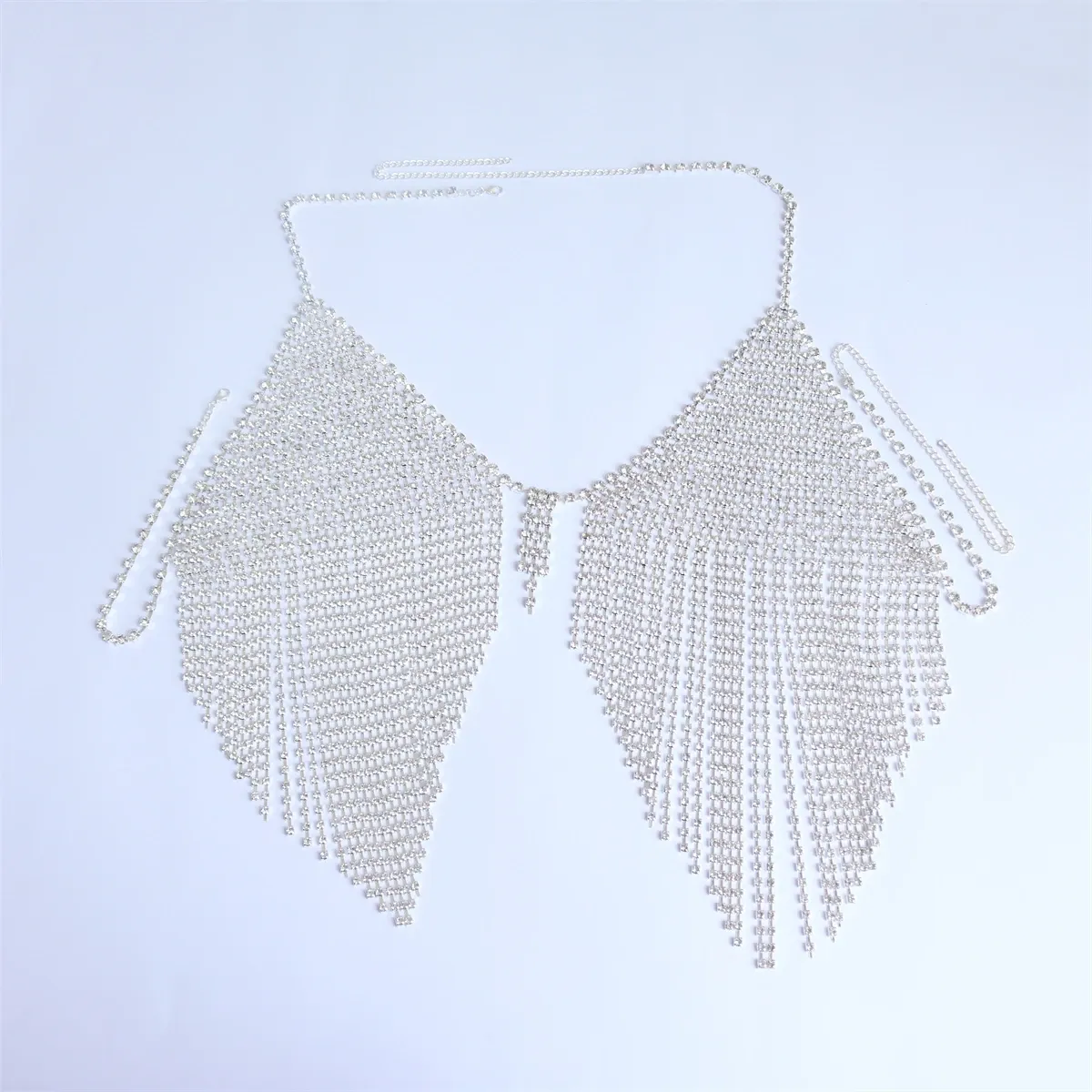 Festival Chic: Luxury Sexy Long Tassel Rhinestone Bra Chain Body Harness - Crystal Top Body Jewelry