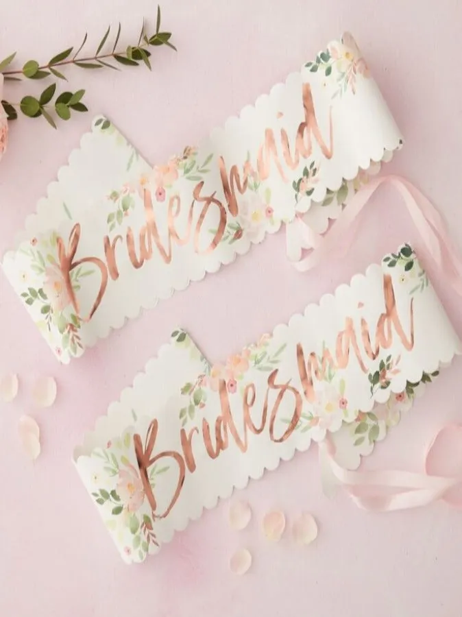 FLORAL BRIDESMAID SASHES 2 PACK