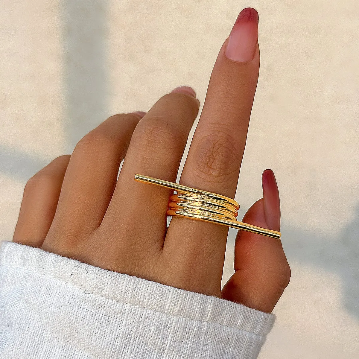 Geometric Stylish Metal Spring Ring