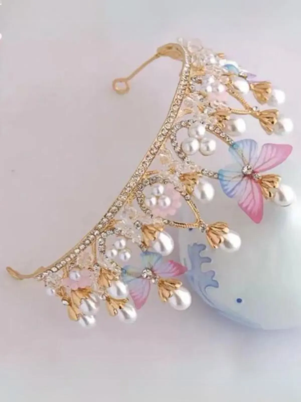 Glammed Up Butterfly Pearl Crown